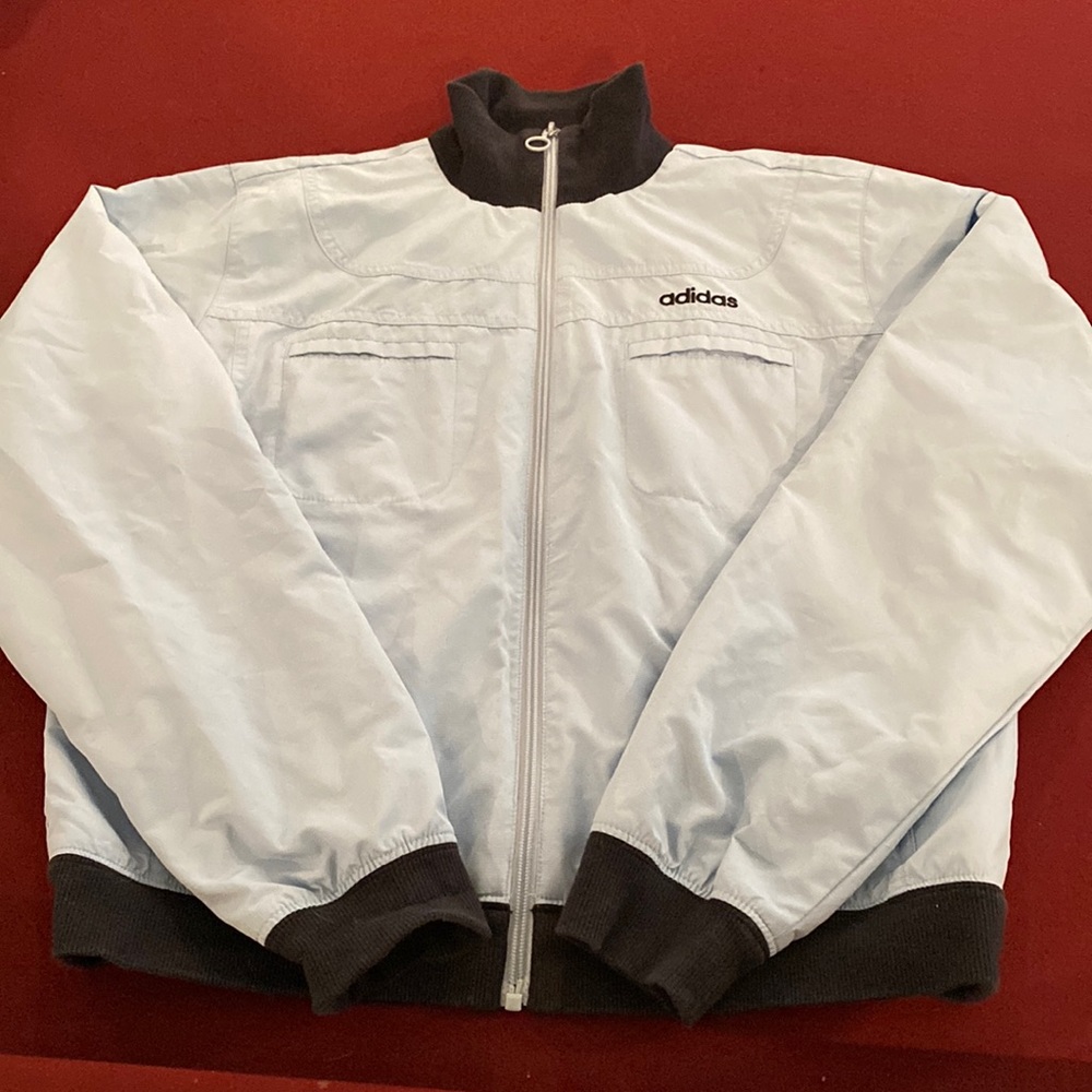 Vintage Adidas windbreaker - light blue/navy - size L